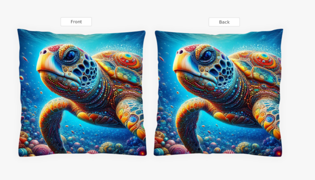 a pair of pillows with a turtle on them